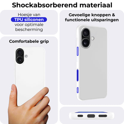 iPhone 16 Hoesje Siliconen Backcover Lichtgewicht - Wit