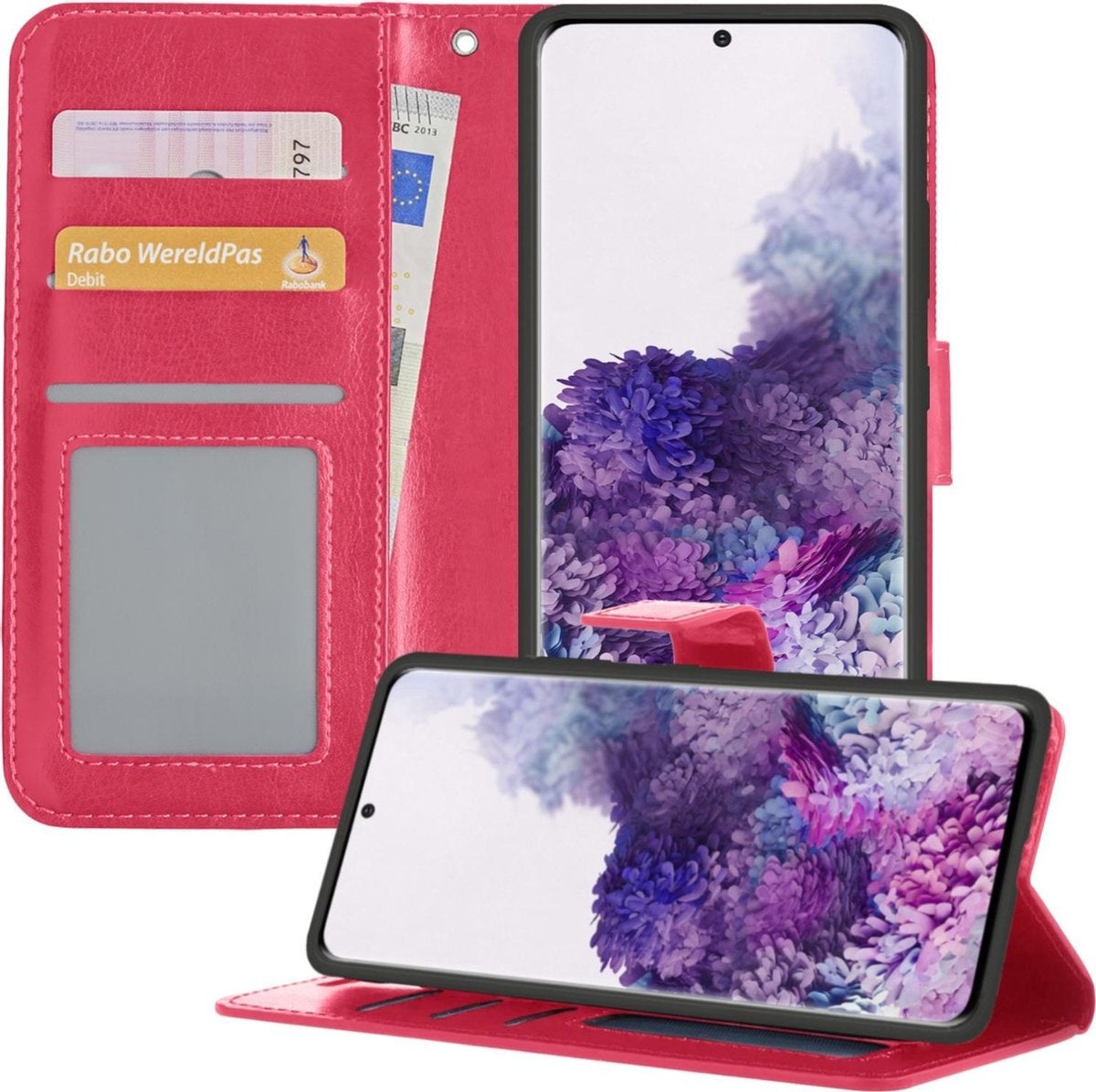 Samsung S20 Plus Hoesje Book Case Kunstleer - Donkerroze