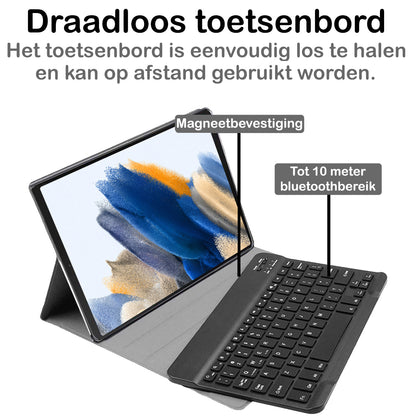 Samsung Galaxy Tab A8 Toetsenbord Hoes met Uitneembaar toetsenbord - Zwart