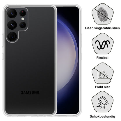 Samsung S23 Ultra Hoesje Siliconen Backcover Lichtgewicht - Transparant