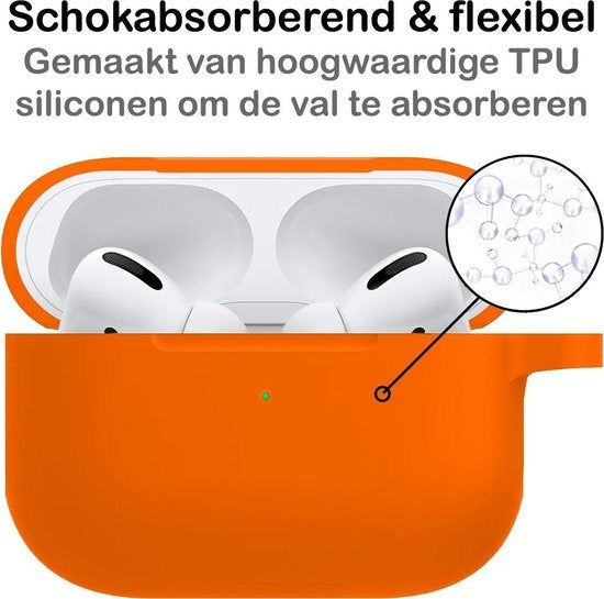 Airpods Pro Hoesje Siliconen met Clip - Oranje