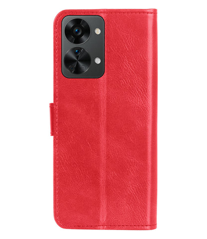 OnePlus Nord 2T Hoesje Bookcase Cover met Kaarthouder - Rood