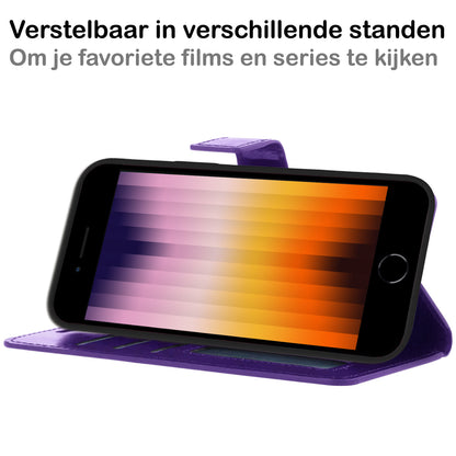 iPhone SE 2022 Hoesje Bookcase Cover met Kaarthouder - Paars