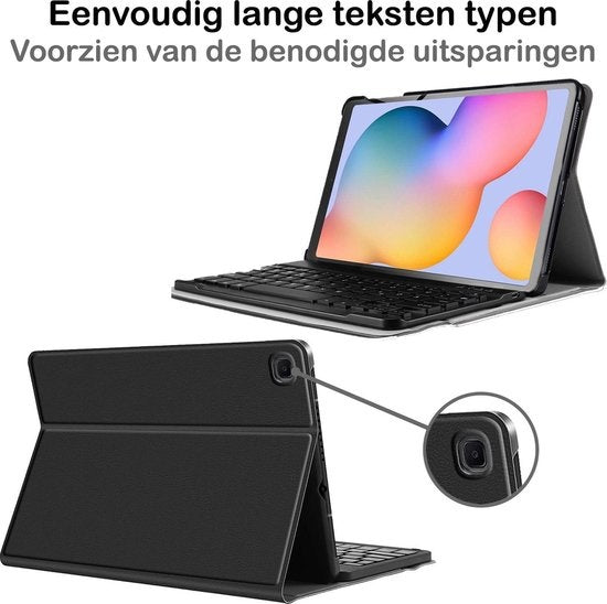 Samsung Galaxy Tab S6 Lite Hoesje Toetsenbord Case Kunstleer - Zwart