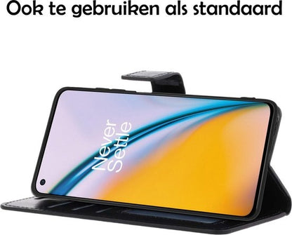 OnePlus Nord 2 Hoesje Bookcase Cover met Kaarthouder - Zwart