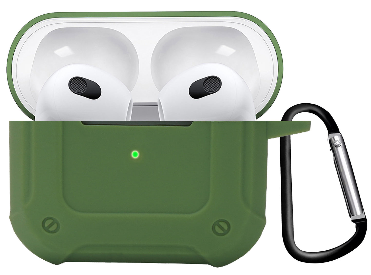 AirPods 3 Hoesje Shock Proof Case Siliconen met Clip - Groen