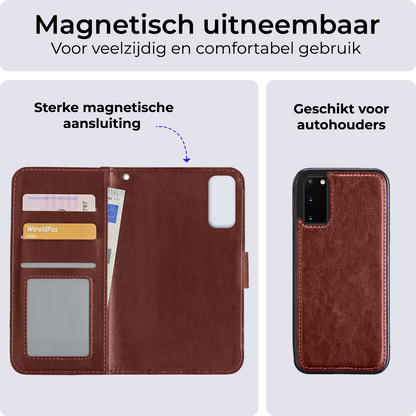 Samsung S20 Hoesje Bookcase Cover Uitneembaar - Bruin
