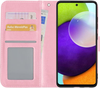 Samsung A52 5G Hoesje Bookcase Cover met Kaarthouder - Lichtroze