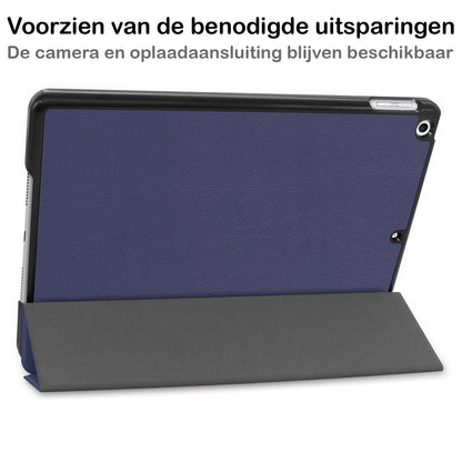 iPad 10.2 2021 Trifold Bookcase Hoes - Donkerblauw