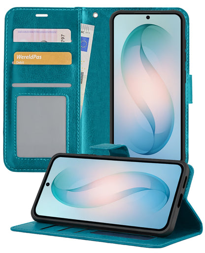 Samsung S26 Plus Hoesje Bookcase Cover met Kaarthouder - Turquoise
