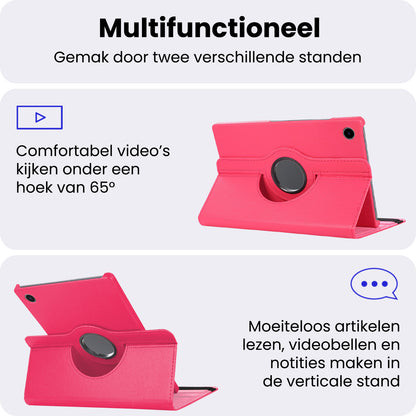 Samsung Galaxy Tab A9 Plus Trifold Bookcase Hoes 360 Graden Draaibaar - Donkerroze