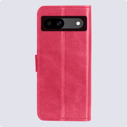 Google Pixel 8a Hoesje Bookcase Cover met Kaarthouder - Donkerroze