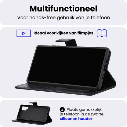 Samsung S26 Ultra Hoesje Bookcase Cover met Kaarthouder - Zwart