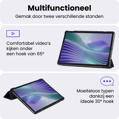 Lenovo Tab 10.1 Trifold Bookcase Hoes - Zwart