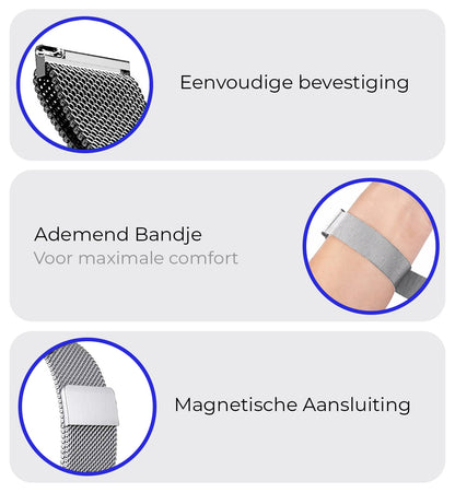 Polsbandje Met Magneetsluiting Geschikt voor Samsung Galaxy Watch 4 Bandje Milanees - Zilver