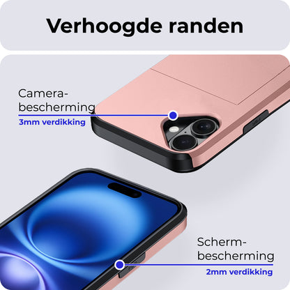 iPhone 16 Hard Case Met Pashouder - Rosðð goud