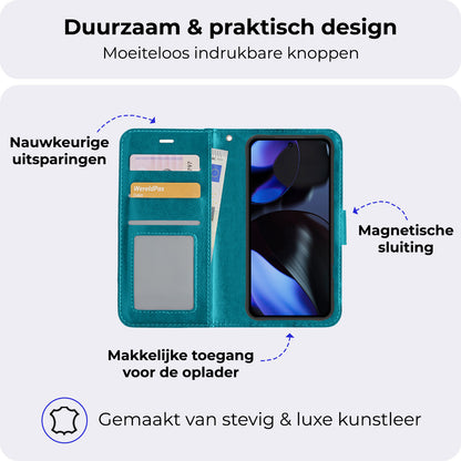 Google Pixel 10 Hoesje Bookcase Cover met Kaarthouder - Turquoise