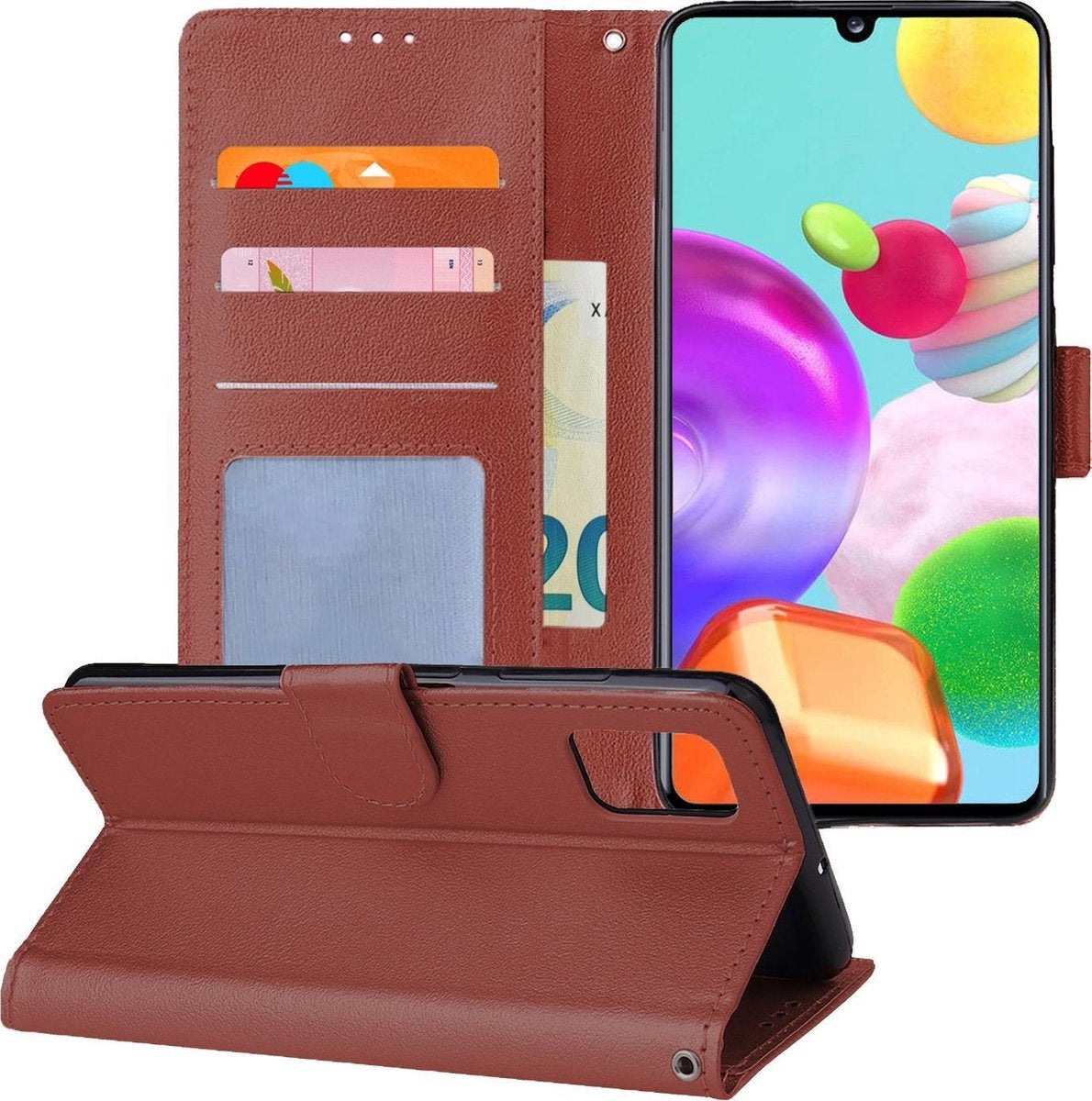 Samsung A41 Hoesje Book Case Kunstleer - Bruin