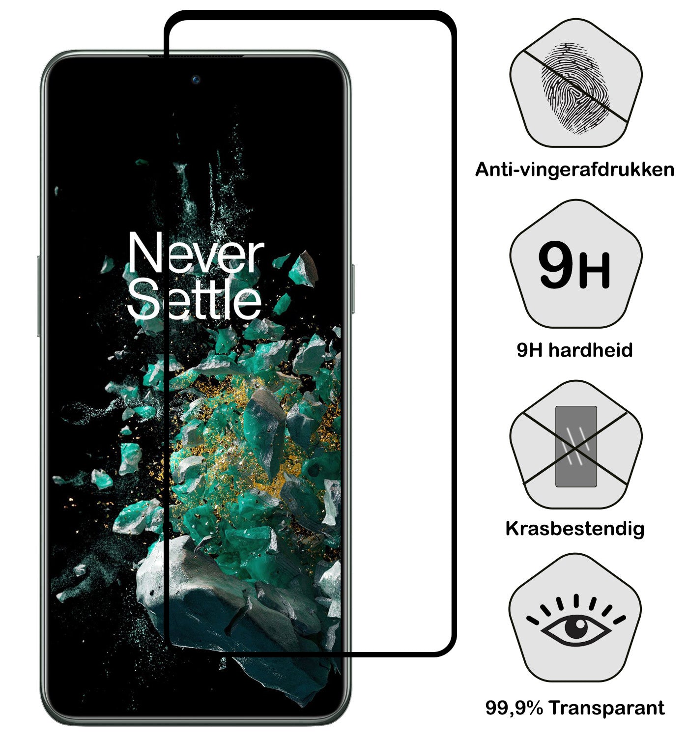 OnePlus 10T Screenprotector Full Cover Tempered Glass