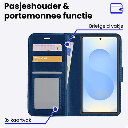 Samsung S25 Ultra Hoesje Bookcase Cover met Kaarthouder - Donkerblauw