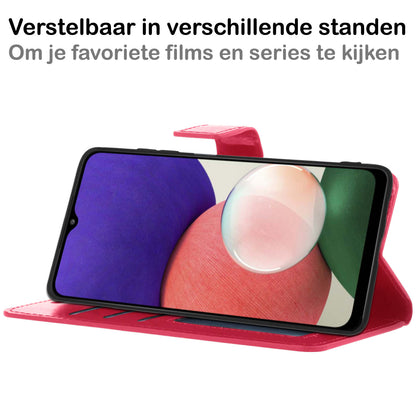 Samsung M22 Hoesje Bookcase Cover met Kaarthouder - Donkerroze