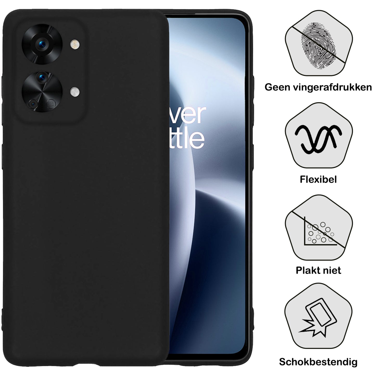 OnePlus Nord 2T Hoesje Siliconen - Zwart