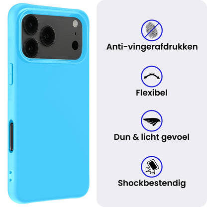 iPhone 17 Pro Hoesje Siliconen Backcover Lichtgewicht - Lichtblauw