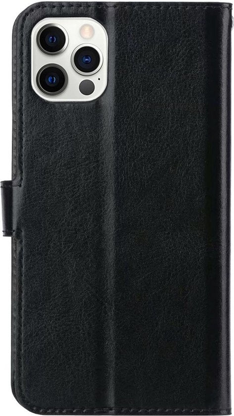 iPhone 12 Pro Hoesje Book Case Kunstleer - Zwart