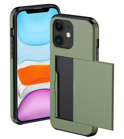 iPhone 11 Hoesje Kaarthouder Hard Case Shockproof - Donkergroen
