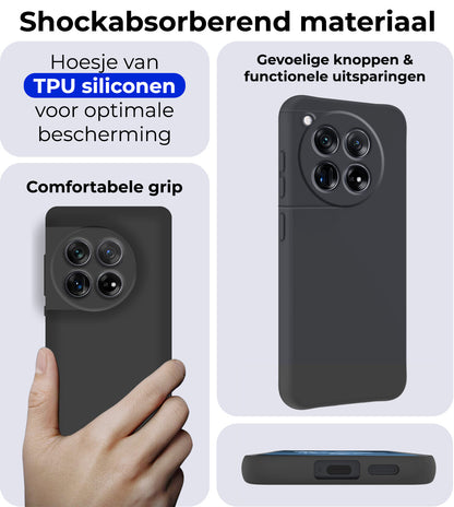 OnePlus 12 Hoesje Siliconen Backcover Lichtgewicht - Zwart