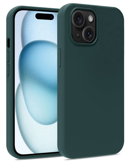 iPhone 15 Plus Hoesje Siliconen Backcover Lichtgewicht - Donkergroen