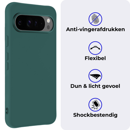 Google Pixel 9 Pro XL Hoesje Siliconen Backcover Lichtgewicht - Donkergroen