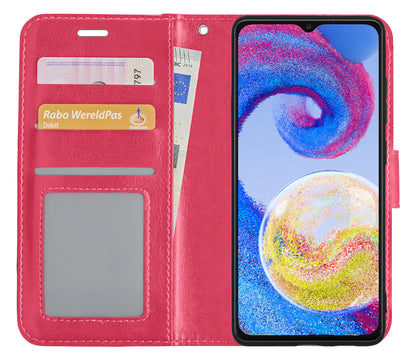 Samsung A04s Hoesje Bookcase Cover met Kaarthouder - Donkerroze