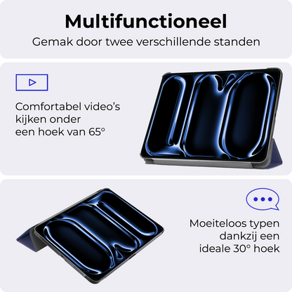 iPad Pro 2024 (13 inch) Trifold Bookcase Hoes - Donkerblauw