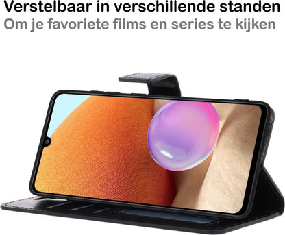 Samsung A32 4G Hoesje Bookcase Cover met Kaarthouder - Zwart