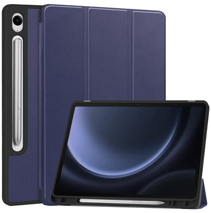 Samsung Galaxy Tab S9 FE Trifold Bookcase Hoes met Penhouder voor S Pen - Donkerblauw