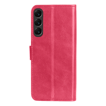 Samsung S24 FE Hoesje Bookcase Cover met Kaarthouder - Donkerroze