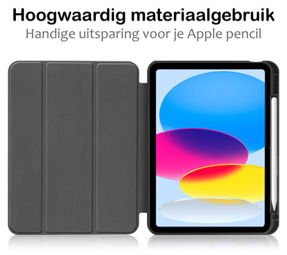 iPad 2022 / 2025 (A16 ) Trifold Bookcase Hoes met Penhouder voor Apple Pen - Donkerblauw