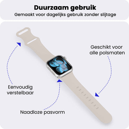 Apple Watch 1, 2, 3, 4, 5, 6, 7, 8, 9, 10, 11, SE - 42/44/45/46 mm Bandje Siliconen met verstelbare polsband - Ivoor