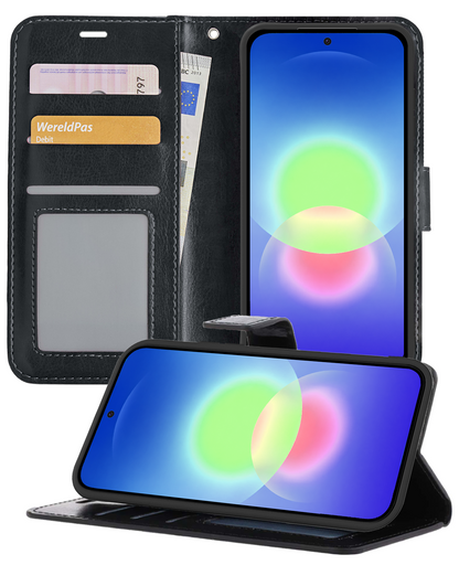 Samsung A27 Hoesje Bookcase Cover met Kaarthouder - Zwart