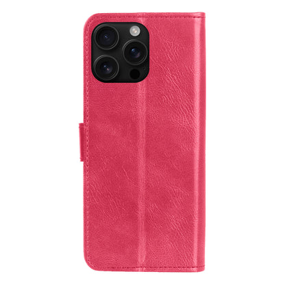 iPhone 16 Pro Hoesje Bookcase Cover met Kaarthouder - Donkerroze