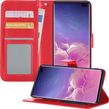 Samsung S10 Hoesje Bookcase Cover met Kaarthouder - Rood