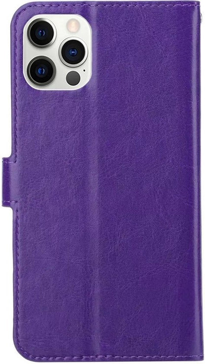 iPhone 12 Pro Max Hoesje Bookcase Cover met Kaarthouder - Paars