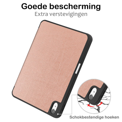 iPad 2022 / 2025 (A16 ) Trifold Bookcase Hoes met Penhouder voor Apple Pen - Rosé goud