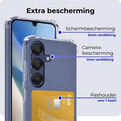 Samsung A15 Hoesje met Pasjeshouder Siliconen - Transparant