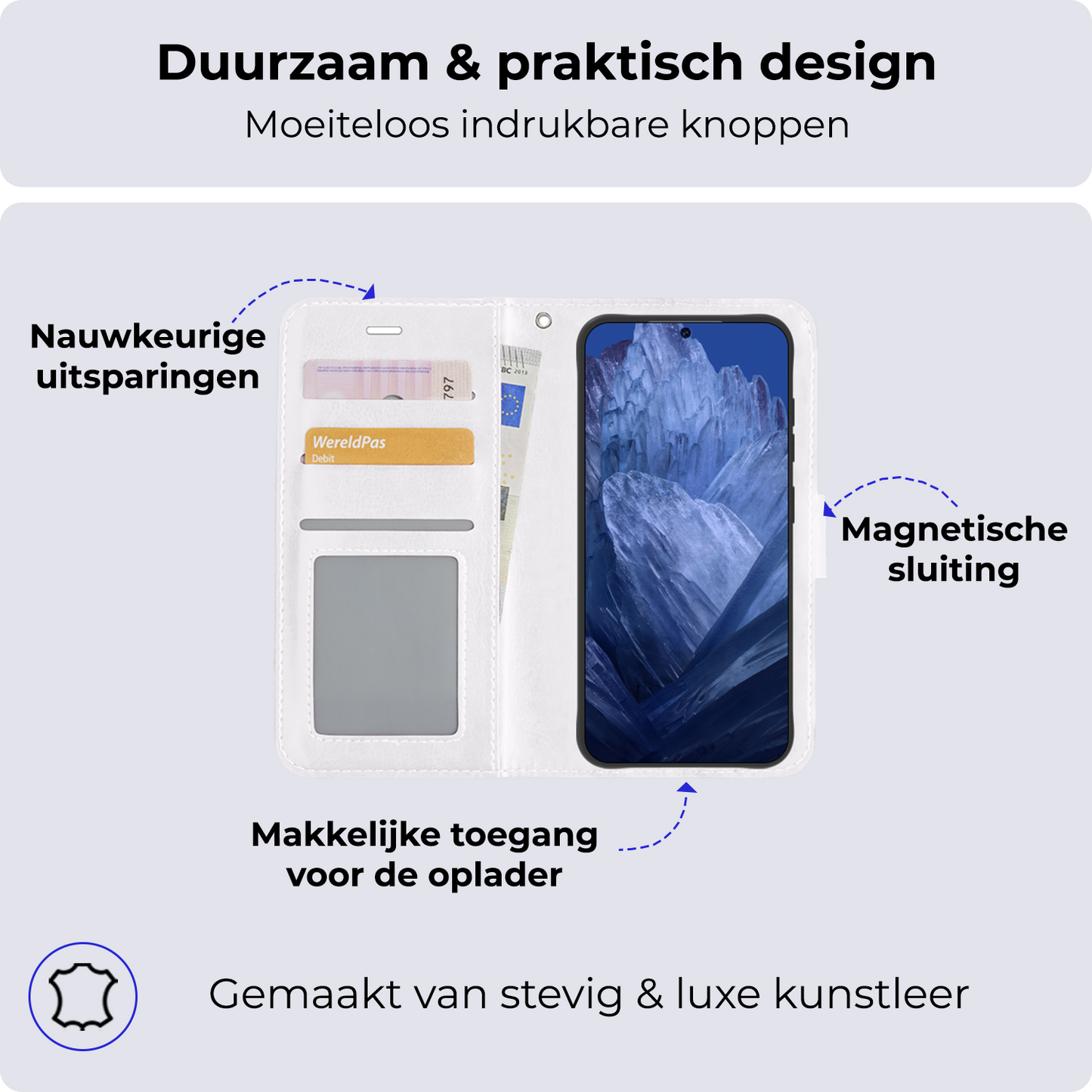 Google Pixel 8a Hoesje Book Case Kunstleer - Wit