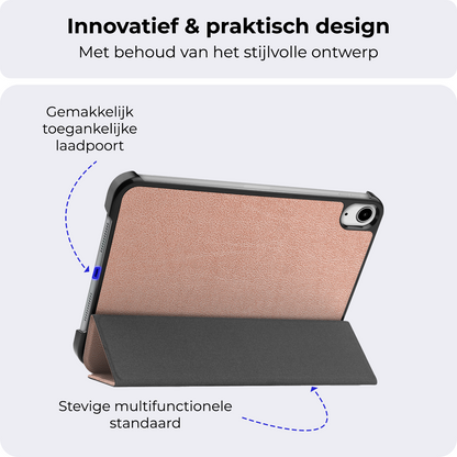 iPad Mini 7 Trifold Bookcase Hoes - Rosé goud