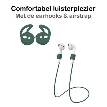 AirPods Hoesje Siliconen 3-in-1 met Clip - Midnight Green