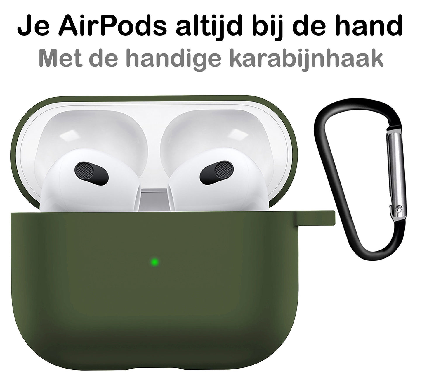 AirPods 3 Hoesje Siliconen met Clip - Donkergroen