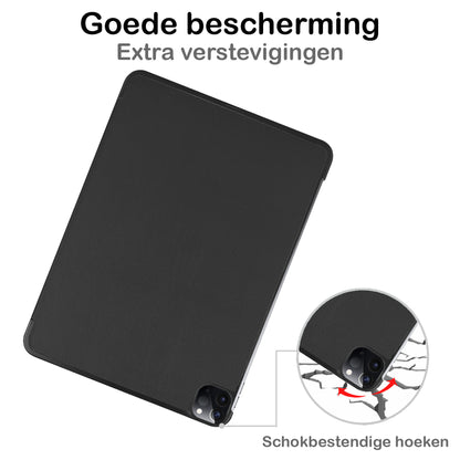 iPad Pro 2022 (12.9 inch) Trifold Bookcase Hoes - Zwart